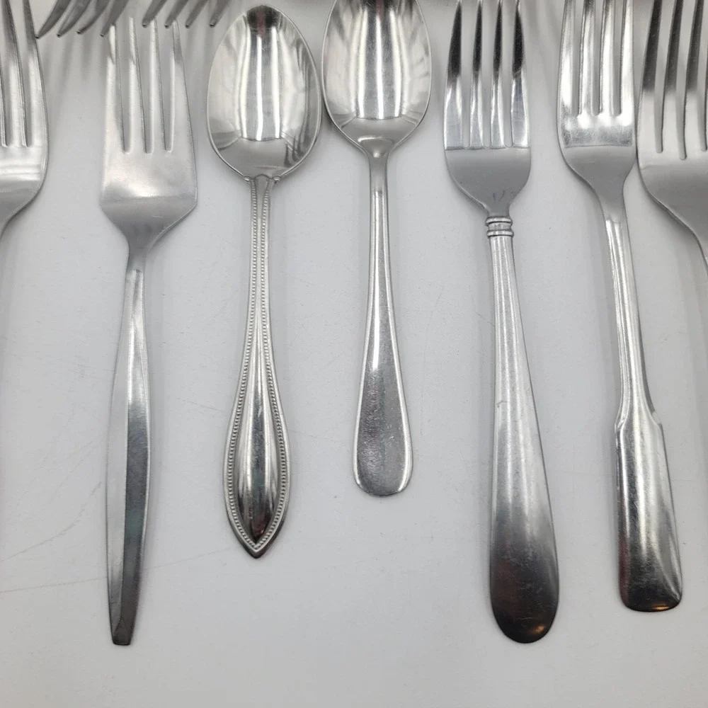 45pc Mixed Stainless Steel Flatware Lot Mismatched Garden Art Crafts Restaurant